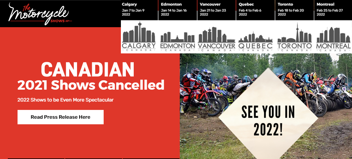 canadian motorcycle shows cancelled 2021